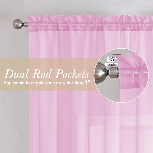 Light Pink Sheer Curtains 90 Inches Long 2 Panels Set (Light Pink / 59"W x 90"L (Pack of 2))