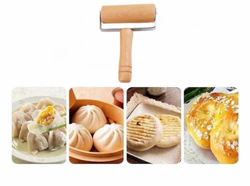 Stainless Steel & Beechwood Rolling Pin with Adjustable Thickness (T)