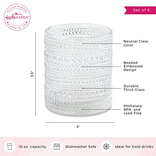 Beaded Drinking Glasses Set of 6 (Beaded 10 oz. / Clear)