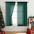 Green Sheer Curtains 63 Inch Length 2 Panels (42"W x 63"L (Pack of 2) / Hunter Green)