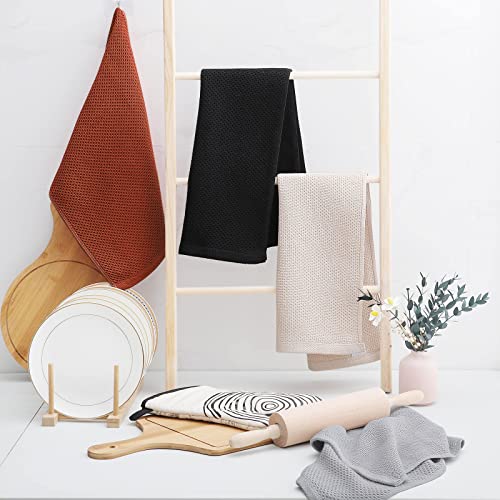 100% Cotton Waffle Weave Kitchen Dish Towels 4 (Rust / 13 X 28 - 4 Pack)