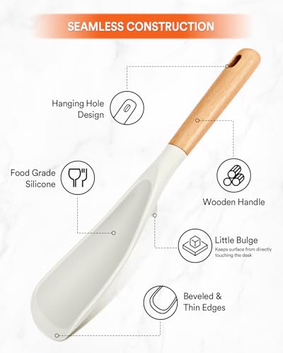 Cooking Spoon and Rice Scooper for Nonstick Cookware (White)