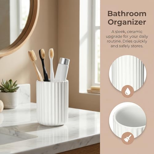 Ceramic Spoon Holder for Coffee Bar (Black Fluted Surface)