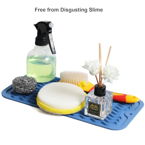 Small Silicone Drying Mat & Sink Caddy (Lichen Blue / 12" x 6")
