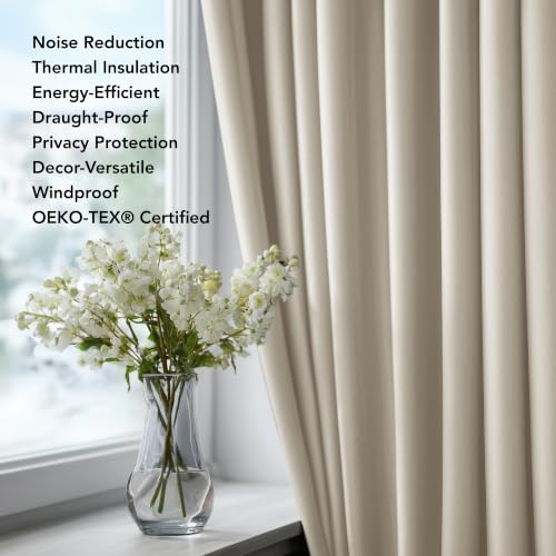 Blackout Curtains for Bedroom (Light Beige / 42"W x 63"L (Pack of 2))