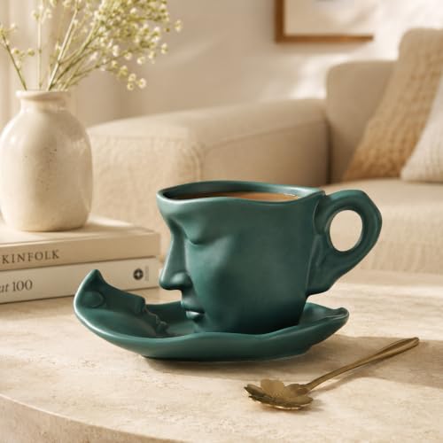 Green Coffee Cup and Saucer Set (Green)