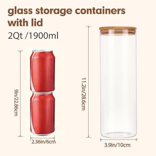 3pcs Pasta Containers Storage Glass Food Storage Containers (round-2qt*3pcs)