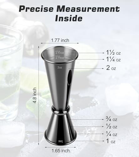 Stainless Steel Cocktail Jiggers (1 Pack-A / Black)