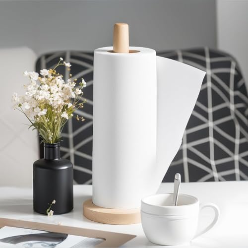 Wooden Paper Towel Holder Countertop (Large / Natural Beech)