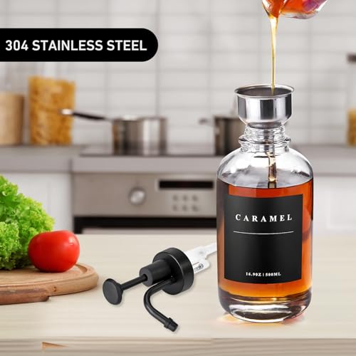 Coffee Syrup Dispenser for Coffee Bar with Black Upgraded Pump (Black of 1 / 500ml, Set of 1)