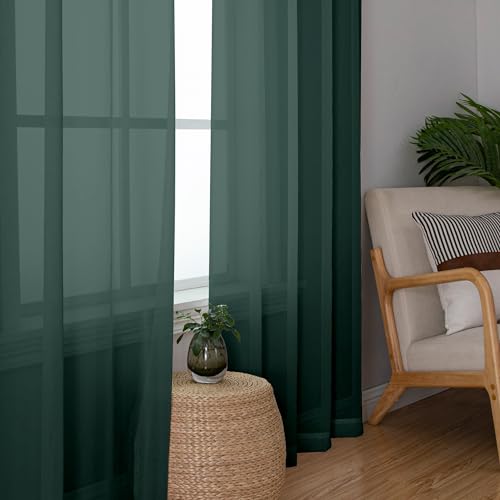 Hunter Green Sheer Curtains 96 inches Long 2 Panels (Hunter Green / 42"W x 96"L (Pack of 2))