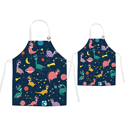 Parent Child Aprons with Pocket (Dinosaur)