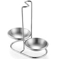 Steel Double Vertical Spoon Rest Ladles holder with 4 inch bowls (Silver Double)