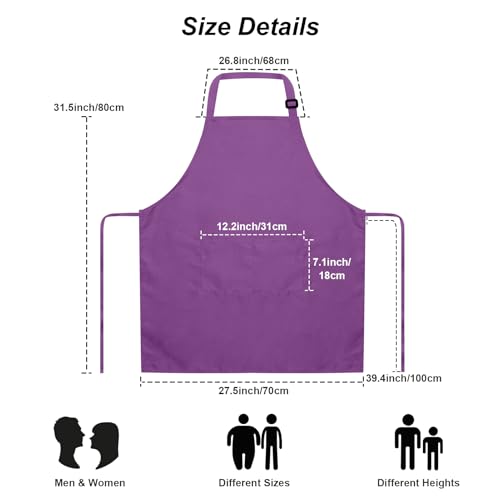 15 Pack Adult Aprons for Women Men (Large / Purple)