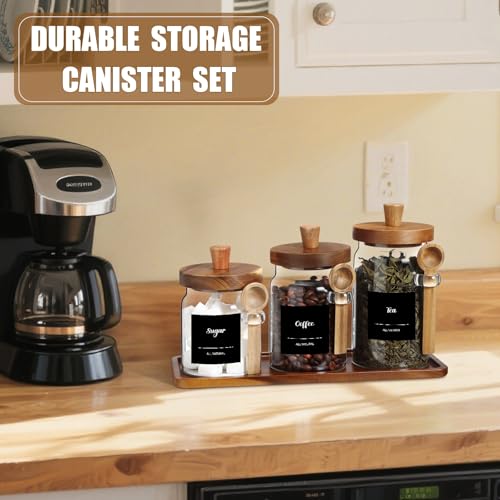 3 Pcs Glass Coffee Container Set (13.5,20,25 oz)