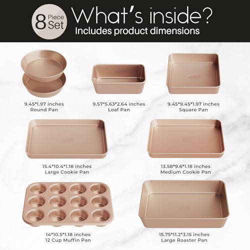 Baking Pans Set 8 (Champagne Gold / 8PCS)
