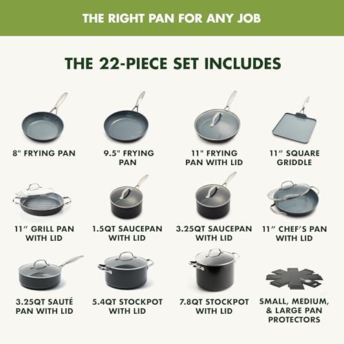 Valencia Pro 22 Piece Cookware Set Ceramic Nonstick Pots & Pans (22 Piece Cookware Set / Gray)