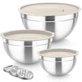 Mixing Bowls Stainless Steel Nesting Salad Bowls Set (Khaki / Airtight Lids)