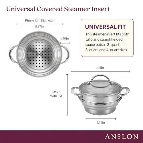 Classic Stainless Steel Universal Covered Steamer Insert (2.8 Quarts)