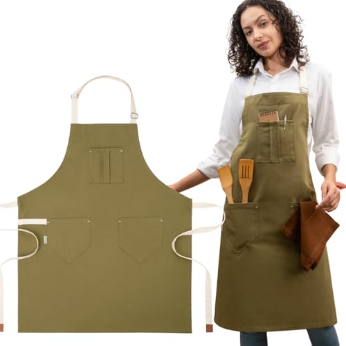 Cotton Canvas Apron for Women & Men (Olive)