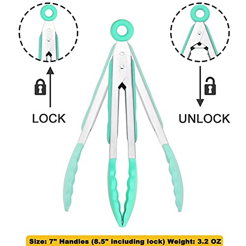 Small Tongs with Silicone Tips 7 (7-Inch / Pink Mint Yellow)