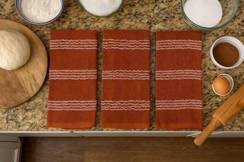 Terracotta Orange Rust Kitchen Dish Towels (Rainah Rust)