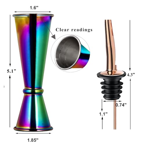 Jigger for Bartending (1 Jigger+ 2 Pourers / Rainbow)