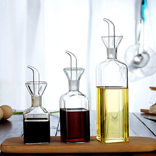 LandHope Oil Bottle Glass Olive Oil Dispenser Bottle Glass Cooking Oil Vinegar Measuring Dispenser With Spout for Kitchen and BBQ (4.2 Ounces)