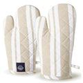 Oven Mitts Heat Resistant Kitchen Gloves (Oven Gloves / Franca Beige Stripes)
