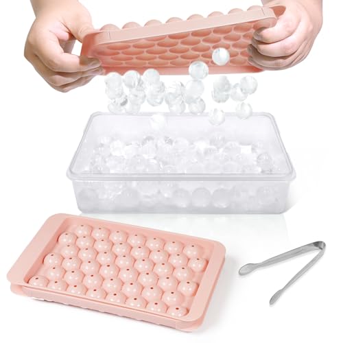 Ice Cube Tray with Lid and Bin (0.8"-2 pack / Pink)