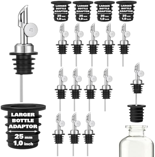 Olive Oil Pour Spout with Adapters (12 Pack Pour +Adapters / Sliver)