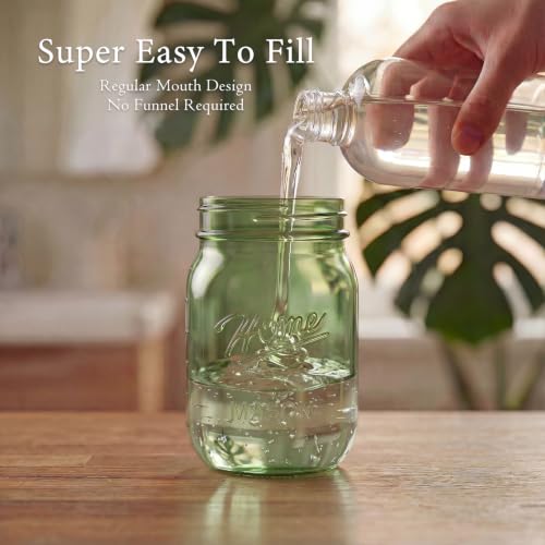 Plastic Mason Jar Soap Dispenser with Pump Lid 16OZ (Green Jar With Black Pump)
