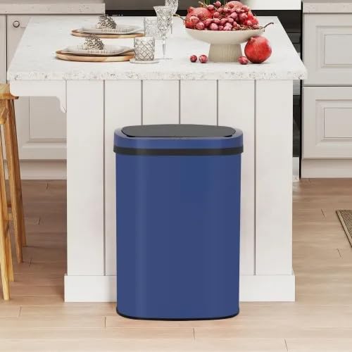 13 Gallon Automatic Trash Can with Lid (Deep Blue)