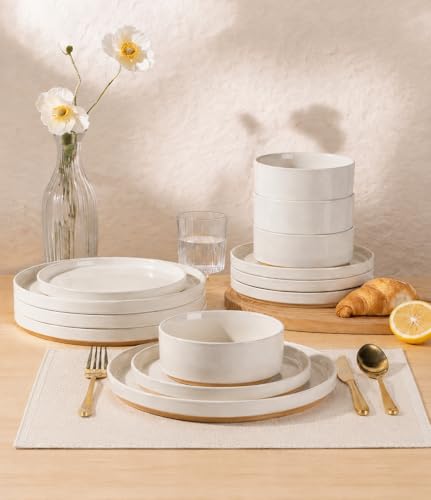 Stoneware Dinnerware Sets for 4 (Service for 4 / Modern-Beige)