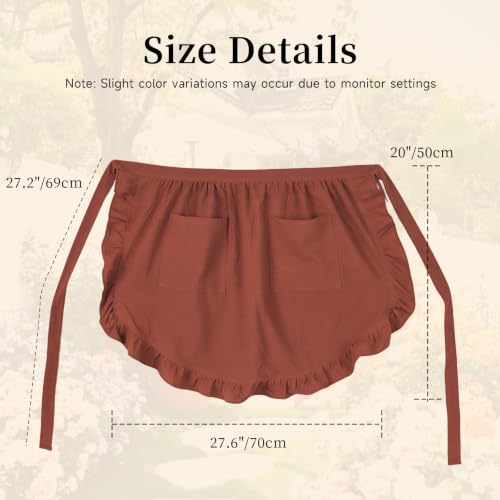 Vintage Maid Apron for Women with Pockets (Red)
