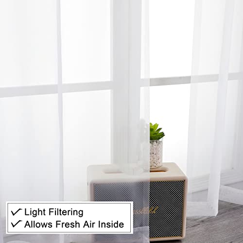 White Sheer Curtains 45 Inch Long 2 Panels (White / 40"W x 45"L (Pack of 2))