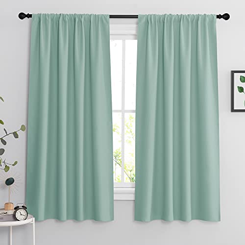 Blackout Curtains for Bedroom Living Room Nursery 63 inches Long (Aqua / 42"W x 63"L (Pack of 2))