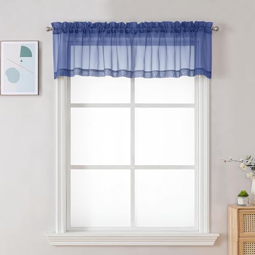 Sheer Valances for Windows 2 Pack (Royal Blue / 42"W x 14"L (Pack of 2))