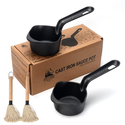 Cast Iron Sauce Pan and Basting Pot with BBQ Mop Brushes