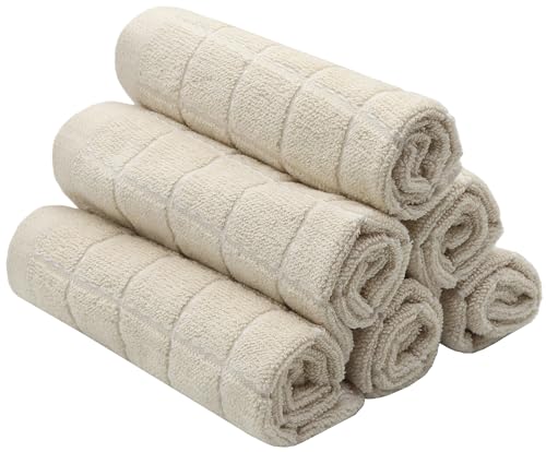 Terry Dish Rags Cloths (Beige / 12 x 12 Inches)
