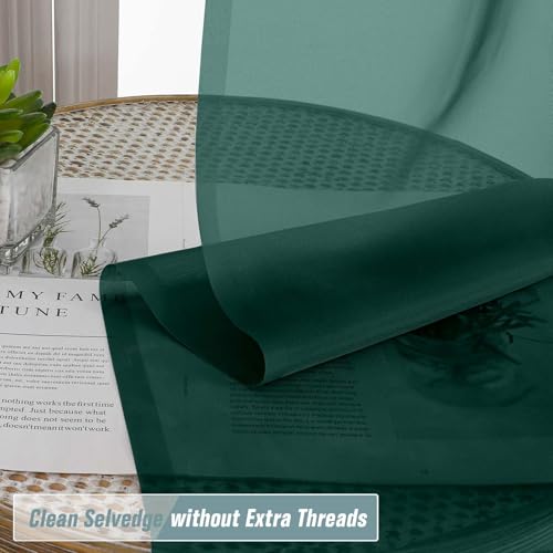 Green Window Sheer Curtains 45 Inches Length (42"W x 45"L (Pack of 2) / Hunter Green)