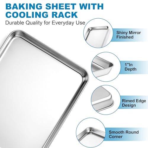 Stainless Steel Quarter Sheet with Wire Rack Set (12.5 x 10 x 1 inch)