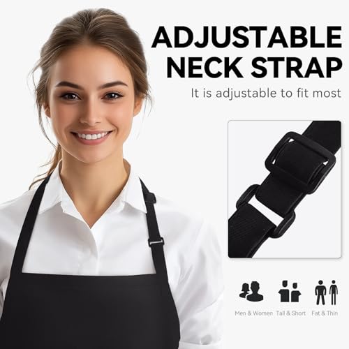 Kitchen Cooking Apron with 3 Pockets (Black)