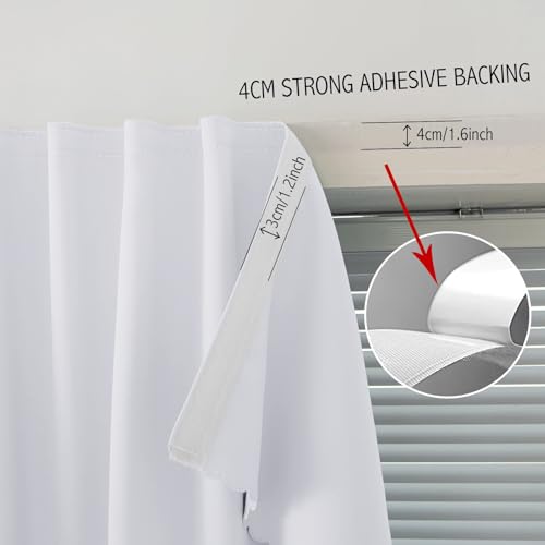 self Adhesive Curtains Portable Blackout Curtain Simple and Easy to Install Bedroom Window Thermal Lnsulated Kitchen Room Darkening Black Small Drapes (35"W x 71"L (Pack of 1) / White)