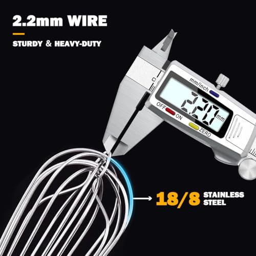 18 10 Stainless Steel Large Whisk Set of 2 (15.5 INCH + 12 INCH)