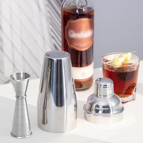 2Pc Double Cocktail Jigger for Bartending (Rolled Edge-1oz/2oz-2PC / Frosted Silver)