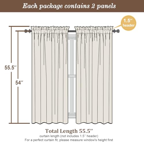 Sheer Curtains 54 Inch Long 2 Panels Set (Lemon / 42"W x 54"L (Pack of 2))