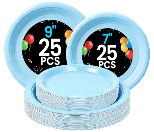 Light Blue Paper Plates (Light Blue / 50 Count (25-9" & 25-7"))