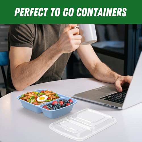 50 Pack 28 oz Meal Prep Containers with Lids 2 (Blue)