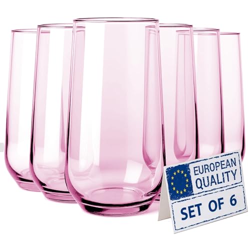 Pink Drinking Glasses Set of 6 (Set of 6 / Pink)